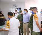 Visita gobernador Unidad Operativa de Hospitalización Covid de la Sedena en Nuevo Laredo