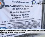 Instruyen con mantas sobre protocolos para inscripción del nuevo ciclo escolar