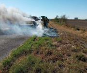 Consume voraz incendio automóvil en la autopista