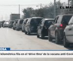 Forman kilométrica fila en el ´drive thru´ de la vacuna anti-Covid