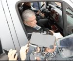 El presidente Andrés Manuel López Obrador llega al Polyforum Dr. Rodolfo Torre Cantú